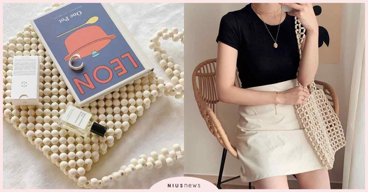 2019擁有透明袋、藤編包、漁網包還不夠！日韓妞的心頭好「木串珠珠包」正崛起！ 日韓、透明袋、藤編包、漁網包、木珠包