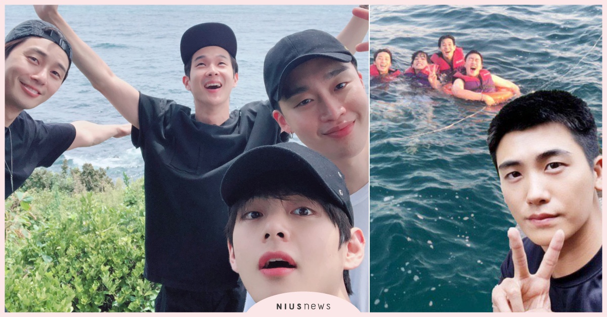 防彈少年團V、朴敘俊「泡澡Line」游泳照曝光！朴炯植當兵缺席被強制P圖笑歪粉絲 泡澡LINE、防彈少年團V、朴敘俊、朴炯植、崔宇植