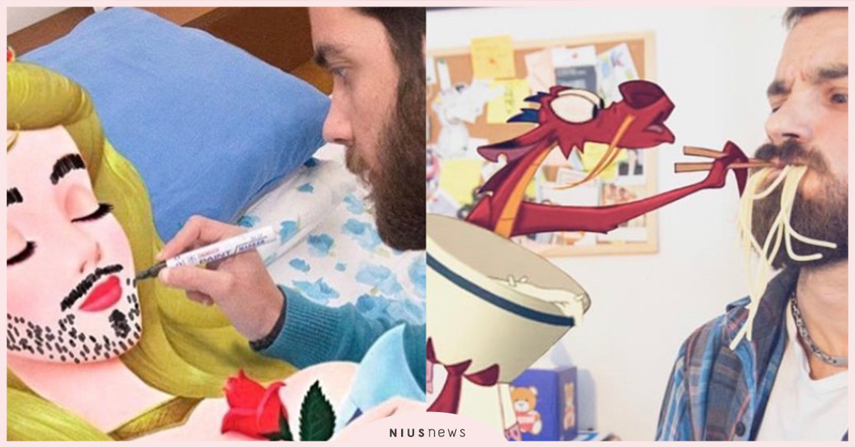 迪士尼童話亂入生活！插畫家把卡通P進現實世界，大膽「調戲小美人魚」  Luigi KemoVolo、卡通P圖、迪士尼