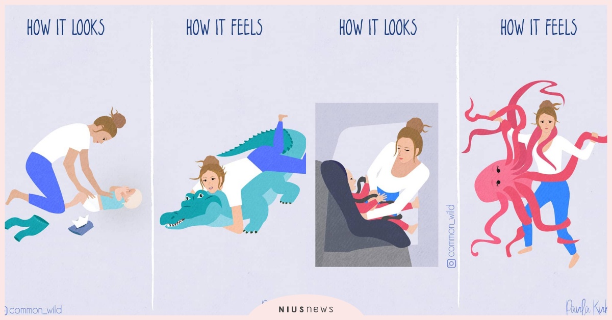 換尿布就像跟鱷魚搏鬥！澳洲媽媽畫出育兒爆笑日常，網：太真實了！ 親子妞、插畫、育兒、可愛、嬰兒、懷孕、生產、Paula Kuka