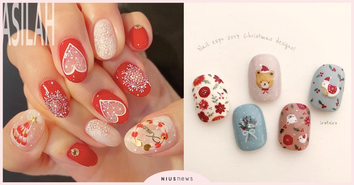 日系「聖誕感美甲」褪去秋冬霧面質感，紅綠閃鑽點綴萌麋鹿，指尖也要過上繽紛聖誕節！ 日系美甲、光療美甲、聖誕感美甲