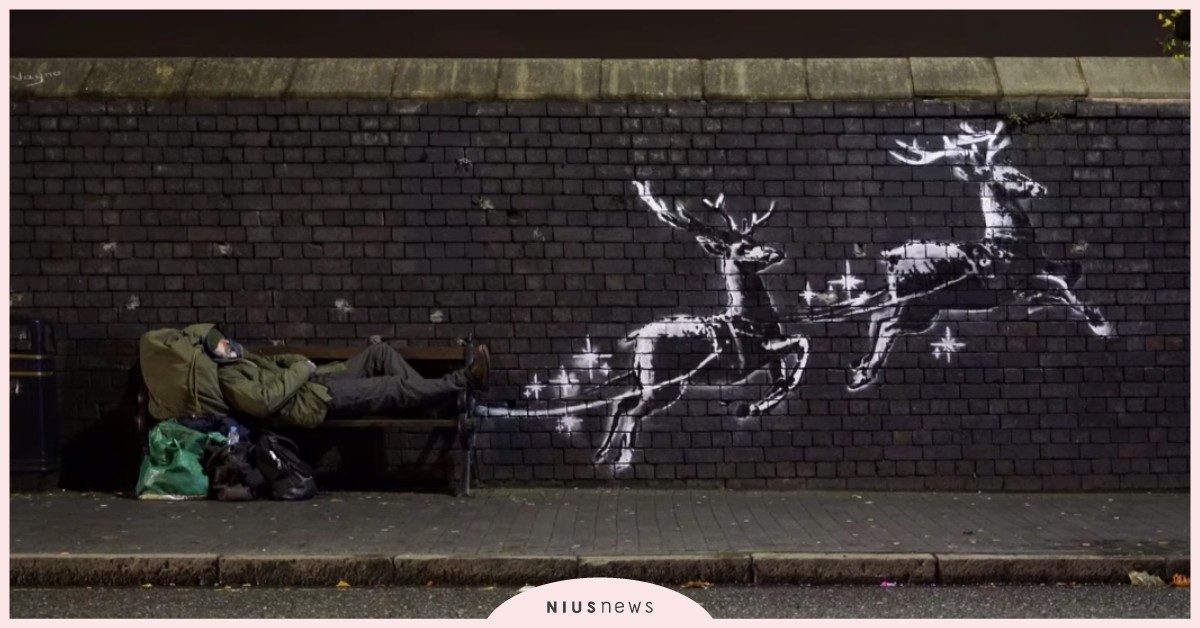 聖誕節最暖心的街頭塗鴉，英國神秘藝術家Banksy讓大家看見被世界遺忘的角落 街頭塗鴉、英國藝術家、Banksy、露宿街頭、無家可歸、戰爭、資本主義、社會主義、政府、聖誕節