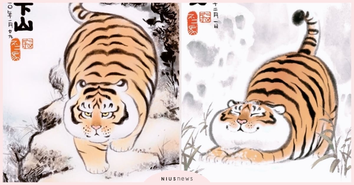 這貓星人一定是阿嬤養的！超萌「胖老虎」圓滾滾身材威嚴盡失，網笑：「年菜吃太多？」 不二馬大叔、老虎、胖、可愛、插畫、作品