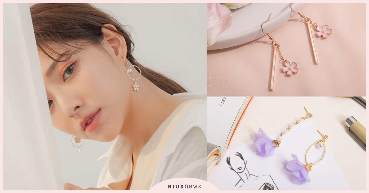 耳朵上開出一朵朵超美櫻花！Bonny & Read夢幻「花季」耳環，戴上好浪漫！ Bonny & Read、櫻花季、耳環、夾式耳環、薰衣草紫