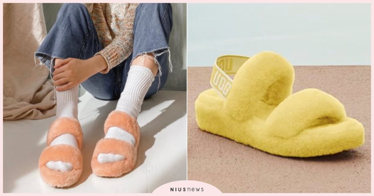 名模私服都穿它！UGG橘子牛奶＆薄荷綠「超萌毛毛拖」SNS爆紅，每一步像走在雲端 UGG毛拖鞋、毛毛涼鞋、毛毛拖、Gigi Hadid毛毛拖鞋、2020拖鞋