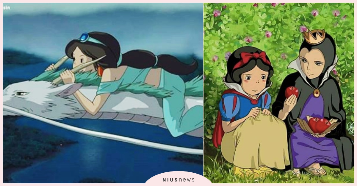 茉莉公主騎白龍！迪士尼公主亂入「宮崎駿世界」全面大換角，龍貓身旁的居然是艾莎 迪士尼公主、宮崎駿、吉卜力、迪士尼吉卜力、神隱少女、龍貓、魔女宅急便、崖上的波妞