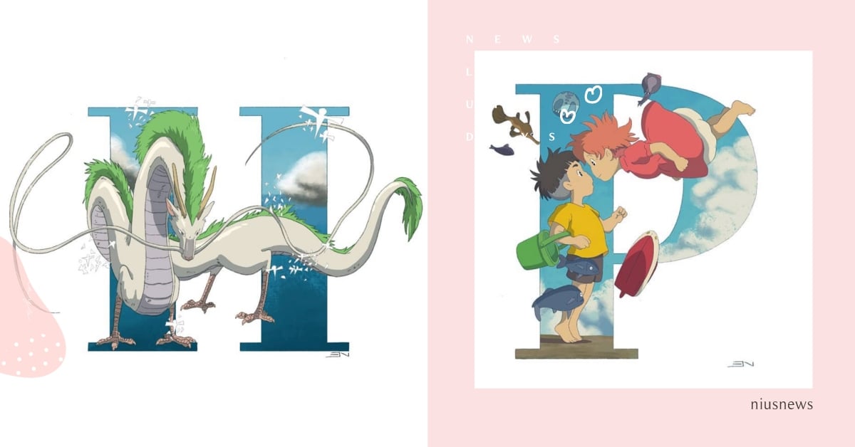 跟著吉卜力動畫學英文！白龍、波妞、無臉男躍上26個英文字母，隱藏彩蛋等粉絲解謎！ 吉卜力動畫、英文、字母、藝術、pundubbi