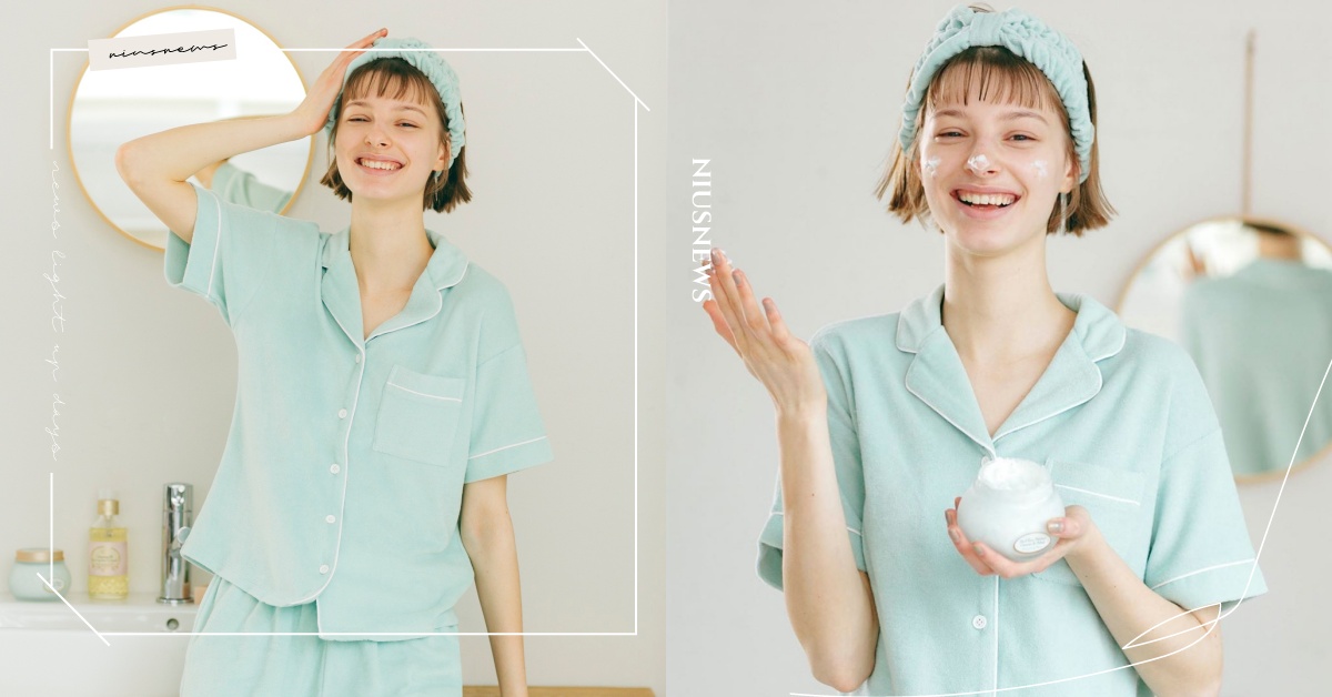 日本GU×SABON聯名「薄荷馬可龍」睡衣組萌翻日妞，舒服得像睡在雲朵上 SABON、GU、薄荷綠、夏天、聯名、新品、睡衣、髮帶、洗面膏