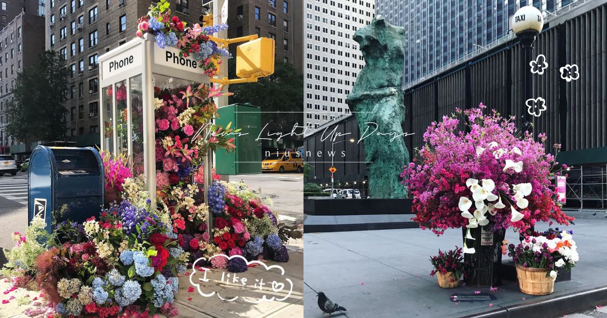 整個紐約街道都是他的花瓶！花藝師Lewis Miller讓陰暗角落成美麗裝置藝術 紐約、花藝、Lewis Miller、花、裝置藝術