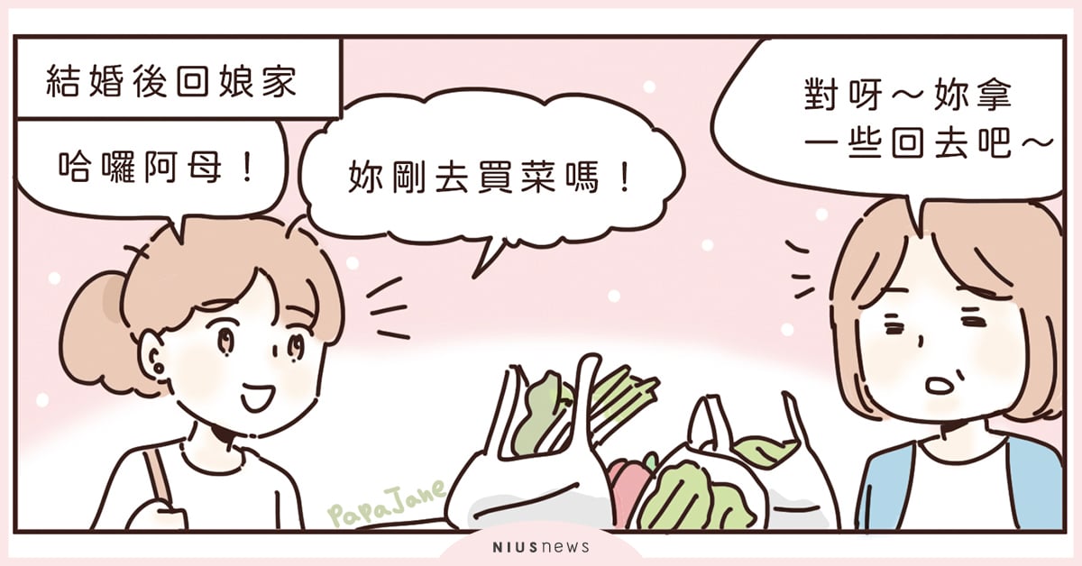 出嫁後才懂的「女兒賊」樂趣！回娘家不免俗要偷菜、偷肉、偷鍋子 | 這就是人蔘啊 結婚、回娘家、女兒賊、插圖、漫畫、帕帕珍