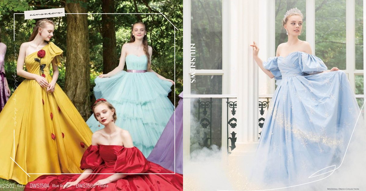 灰姑娘冰川藍大蓬裙美成仙！「迪士尼公主聯名婚紗」第6彈，紅毯上當一回童話女主角！ 迪士尼婚紗、迪士尼公主婚紗、奇妙仙子婚紗、小叮噹婚紗、童話婚紗、KURAUDIA、白雪公主婚紗、樂佩公主婚紗、夢幻婚紗