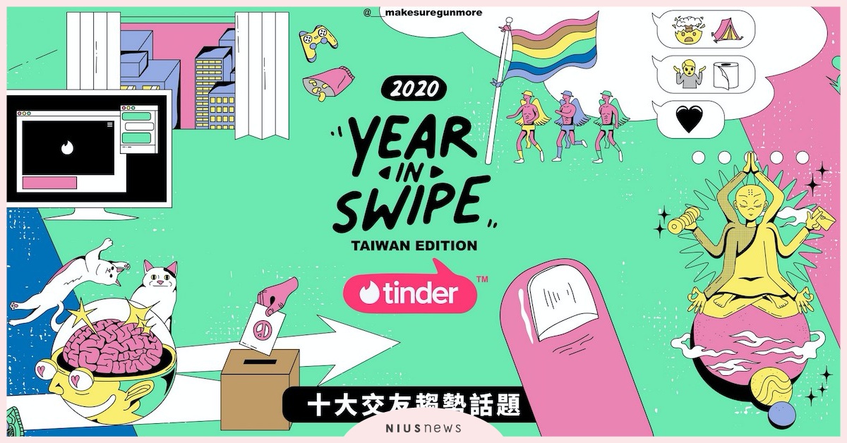 Z世代話題終極回顧！ Tinder「Year in Swipe」公開2020最熱門10大交友趨勢話題 交友軟體、tinder、交友趨勢、熱門話題、yearinswipe