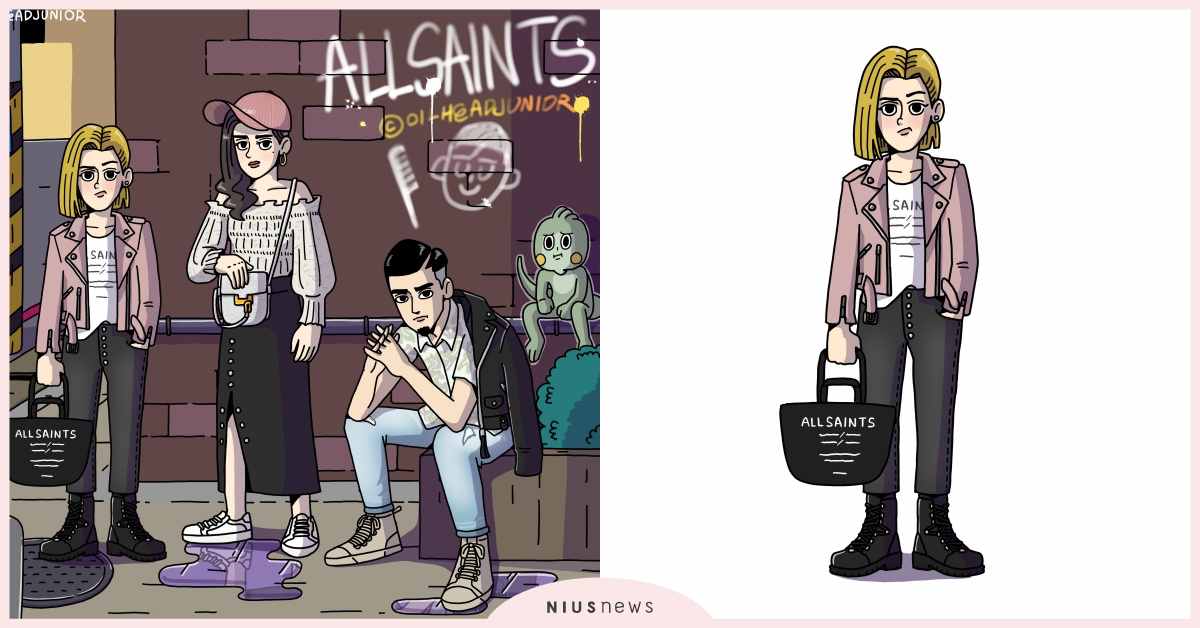  ALLSAINTS X 油頭二世，人物插畫繪製帥氣展現英倫街頭潮流！  ALLSAINTS、潮流圖文插畫家、油頭二世、英倫街頭潮流、抽獎
