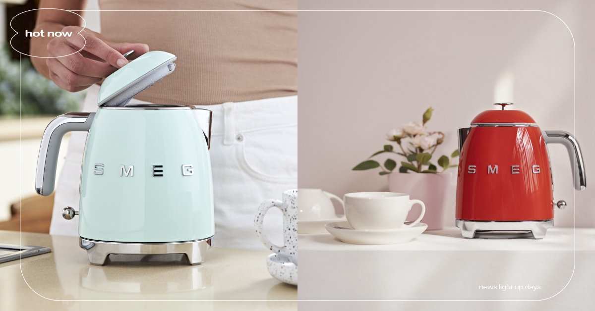 這款太令人心動！義大利 50 年代復古風格代表 Smeg 再創美型時尚小家電熱潮，迷你電熱水壺輕巧上市！粉嫩馬卡龍 7 色展開 Smeg、Smeg迷你電熱水壺、品硯美學廚電、Good Design Award、美型家電