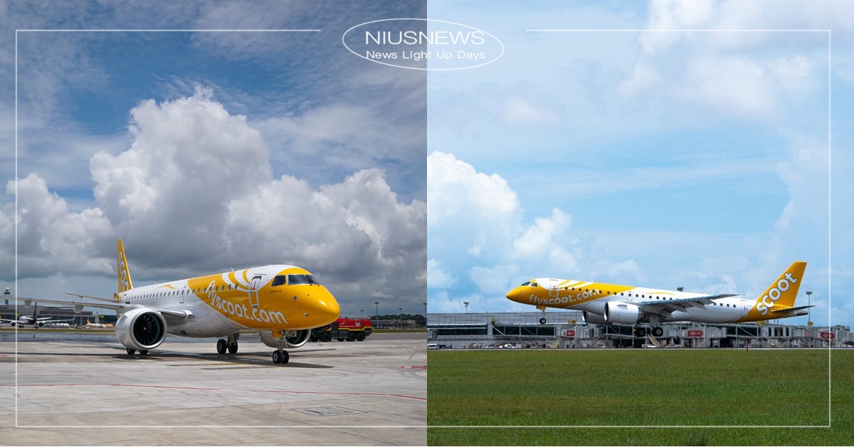 酷航首架交付E190-E2客機 飛抵新加坡樟宜機場 酷航、新加坡、樟宜機場、SCOOT