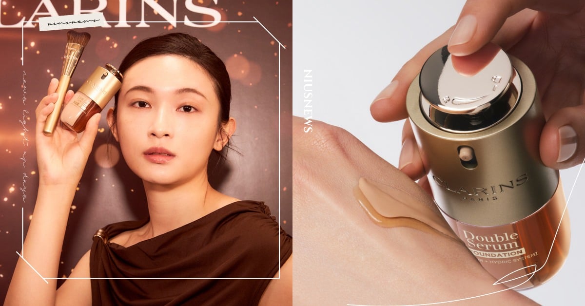第1支「雙管」精華粉底！克蘭詩推出新品【黃金雙萃精華粉底液】，看得見的水精華 