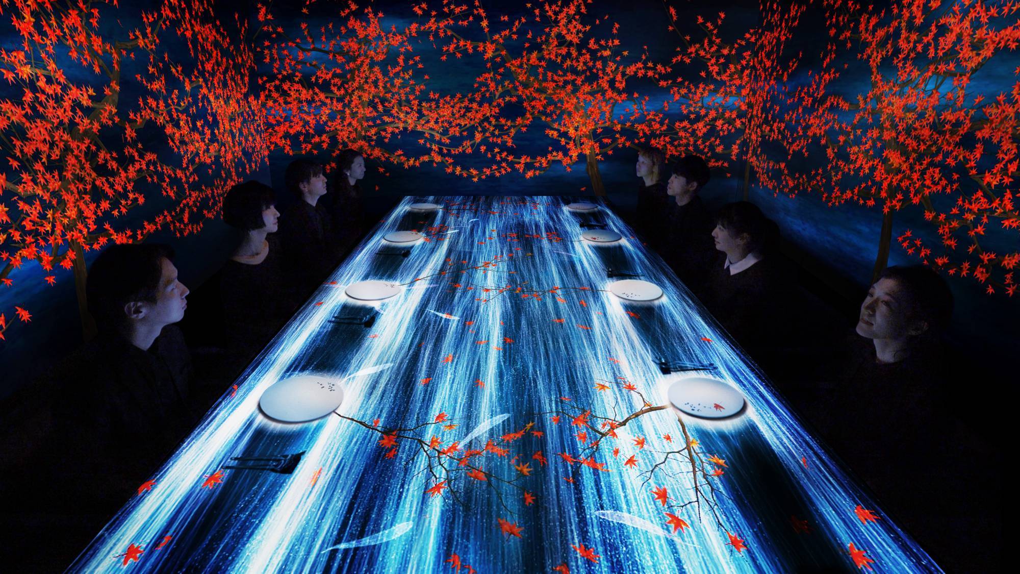 餐桌上的藝術表演，光影下的魔幻餐廳—《TeamLab藝術餐廳》 日本、深圳、TeamLab、藝術餐廳、表演藝術、光影、月花、SAGAYA、花舞印象、Wondershow
