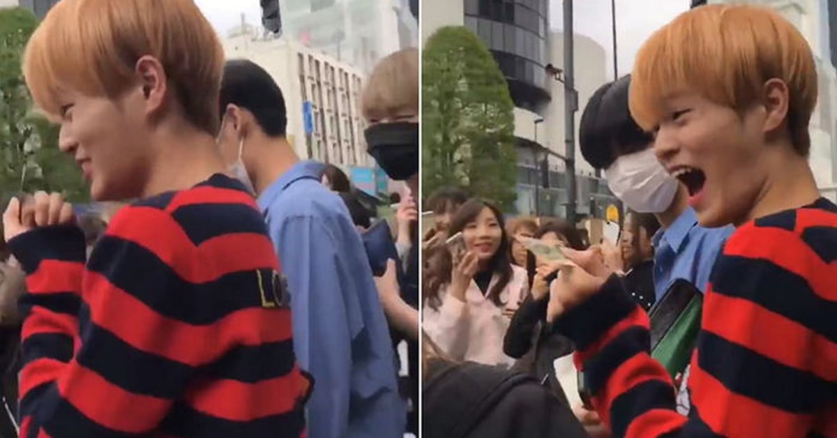 在日本街頭收到雜誌社名片的Wanna One李大輝 Wanna One、李大輝